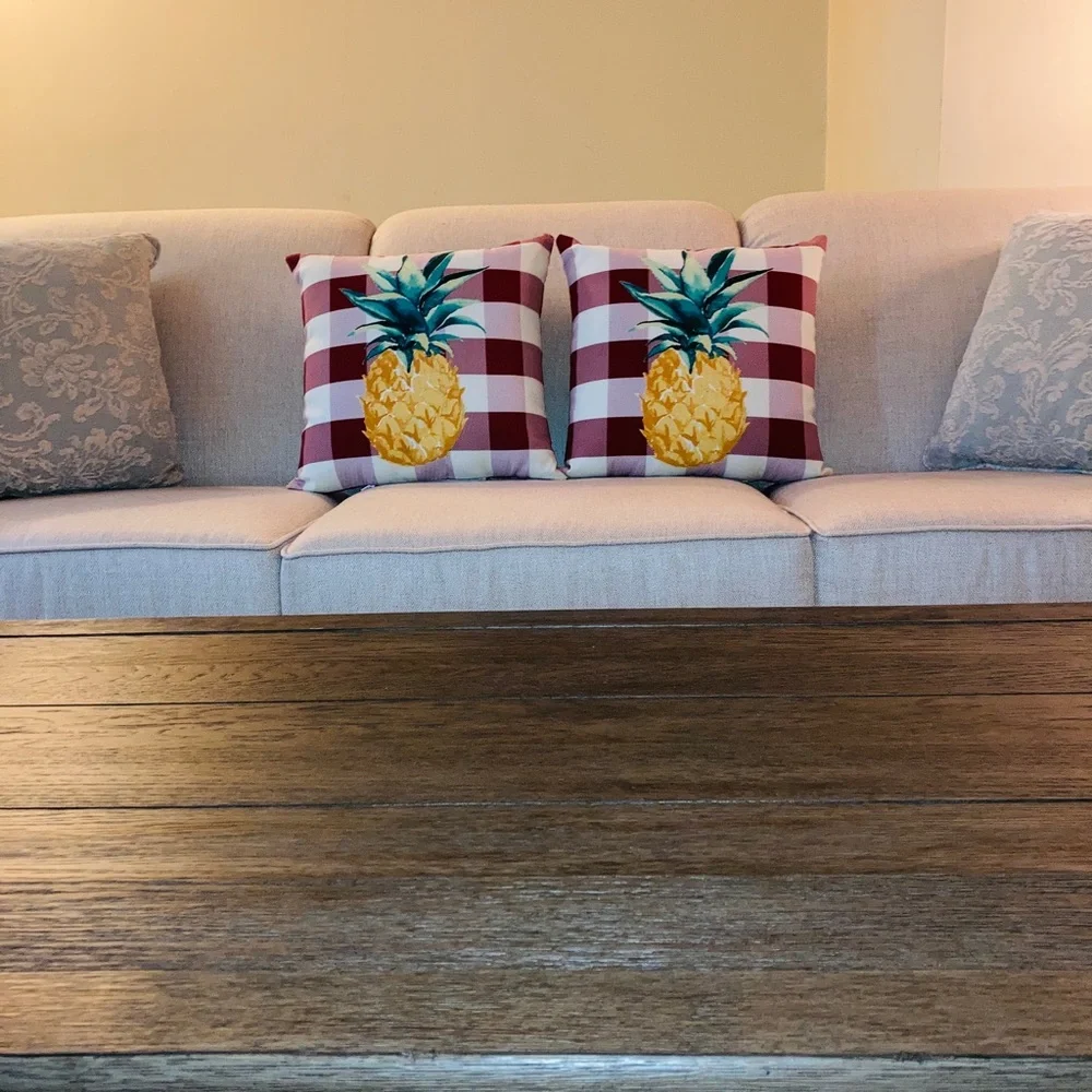 🆕 Hampton Bay Square Pillow Indoor/Outdoor Home Decor Pineapple Accent Pillow - Picture 17 of 17
